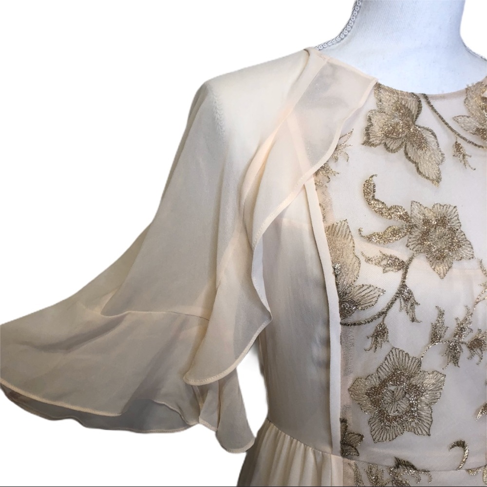 BCBG Max Azria Cream Ruffle Dress - Picture 5 of 8